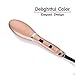 iLAZ Electric Hair Straightener Brush, Ionic Ceramic Fast Heated Straightening Brush Irons Straightens Curly Thick Hair, Silky Straight Styling, Anti Scald Detangling Comb Dual Voltage 220V Rose Gold