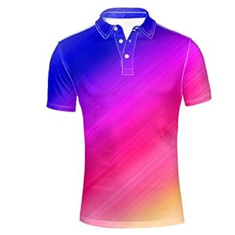 Amazon.com: HUGS IDEA Fashion Men's Golf Polos Shirt Bright Color Short Sleeve: Clothing