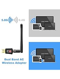 Adaptador WiFi, IKOCO 600 Mbps de correa dual (2.4G   150Mbps + 5G   433Mbps) Dongle USB inalámbrico con Antena, 802.11N   G   B Tarjeta de red LAN para Windows XP   Vista   7 8   8.1   10 Linux Mac OS X 10.4 10.11