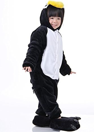 ABING Halloween Pajamas Homewear OnePiece Onesie Cosplay Costumes Kigurumi Animal Outfit Loungewear,Black Penguins Chidren Size 105 -for Height:116-125cm