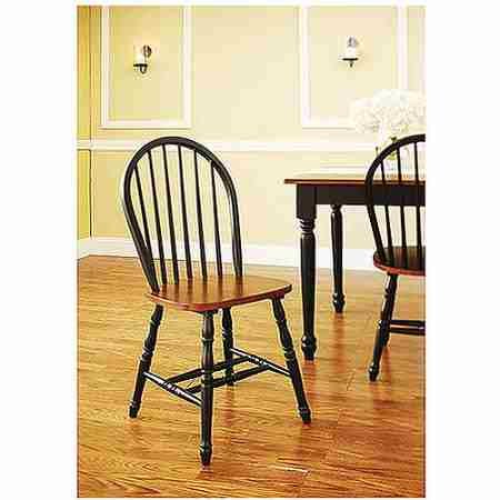 Better Homes and Gardens Autumn Lane Windsor Chairs, Set of 2, Black and Oak