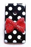White Cute 3D Bling Red Bow Dot Pattern Case Cover For Samsung Galaxy Xcover 2 II S7710 (Black)