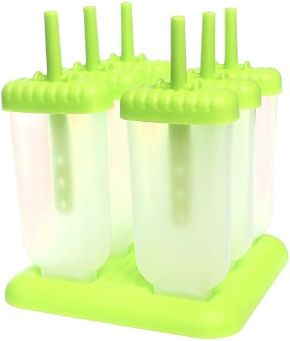 borte Ice Lolly Moulds, 6-Cell Rectangle Shaped Reusable DIY Frozen Ice Cream Pop Molds, Green