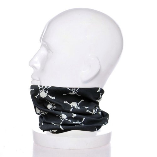 Shells® 2Pack Black Skull Pattern Polyester Microfiber Outdoor Sport Magic Multifunction No Seam Headscarf Headwear Face Mask Neck Warmer For Motorcycle Bike Ski Outdoor activities - Thumbnail 4