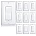 Maxxima 3 Way Decorative Wall Switch On/Off White 15A, Rocker Light Switch Wall Plates Included (Pack of 10)