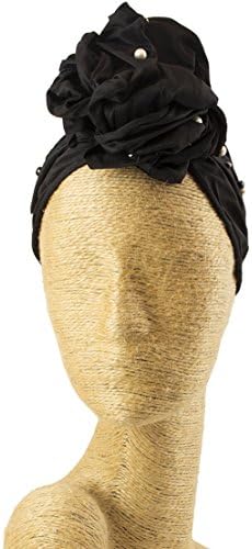 Fascinator with Pearls, Silk Headbands, Millinery, Worldwide Free Shipment, Delivery in 2 Days, Customized Tailoring, Designer Fashion, Head wrap, Bohemian Accessories, Black, Boho Chic, Gift Box