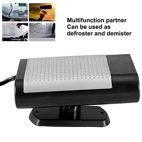 Automotive Glass Defogger, Car 12V Portable Electric Window Glass Heater Heating Dryer Windshield Fan Defroster Demister (Grey)