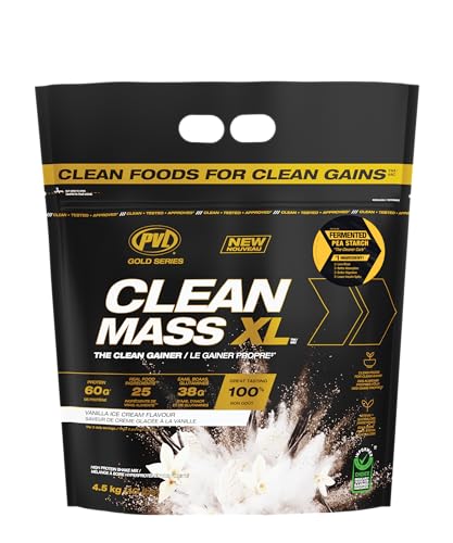 PVL Clean Mass XL | Mass Weight Gainer - Real food ingredients - complete Protein powder (10LBS, Vanilla Ice Crean)