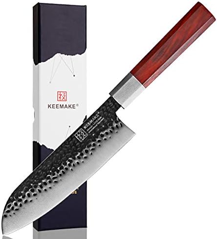 KEEMAKE 包丁 三徳包丁 牛刀 シェフナイフ 180mm 黒打 槌目 ドイツ鋼 ステンレス 家庭用 キッチン 肉切り 菜切り 魚捌く ギフト プレゼント (三徳180ｍｍ)