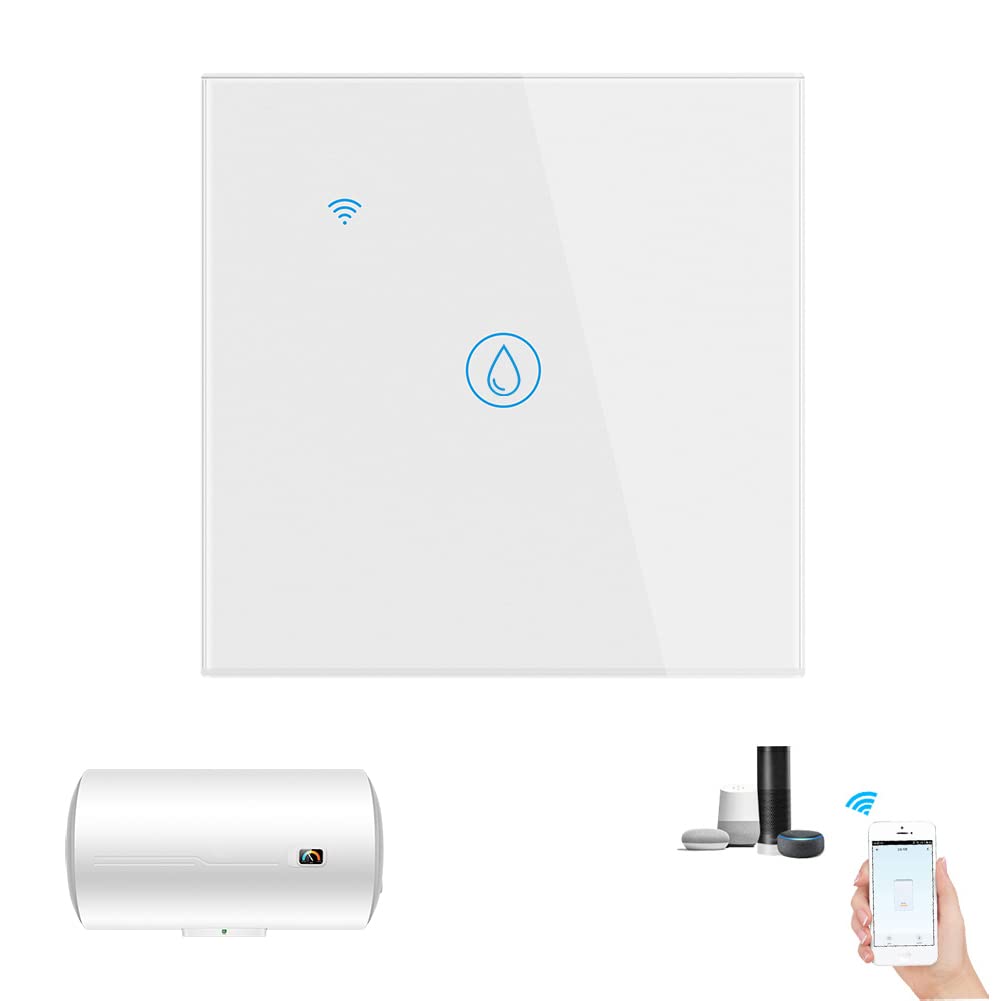 ConBlom Smart Immersion Heater Timer Switch, 40A 8000W WiFi Water Heater Switch, Touch Switch, Automatic Operation, White