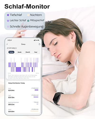 RUIMEN Smartwatch with Phone Function, Smartwatch for Men and Women, 1.85 Inch HD Screen Fitness Watch with SpO2 Monitoring, Heart Rate Monitor, Sleep Monitor, Pedometer Watch, 110+ Training Modes for Android iOS (2 Bands)