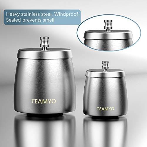 Teamyo Ashtray, Ashtray with Lid, Stainless Steel Ashtray Tabletop with Large Capacity, Ashtray Ash Holder Windproof, Indoor & Outdoor Use, Ashtray Stand for Home Office Decoration (Silver, Big)