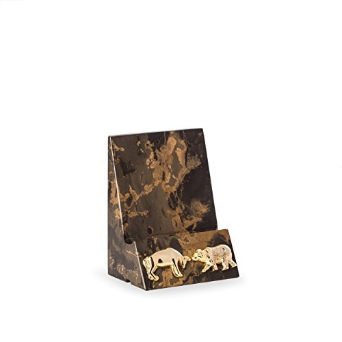 Bull and Bear Stock Market Tigers Eye Marble Desktop Cell Phone & Tablet Cradle Holder