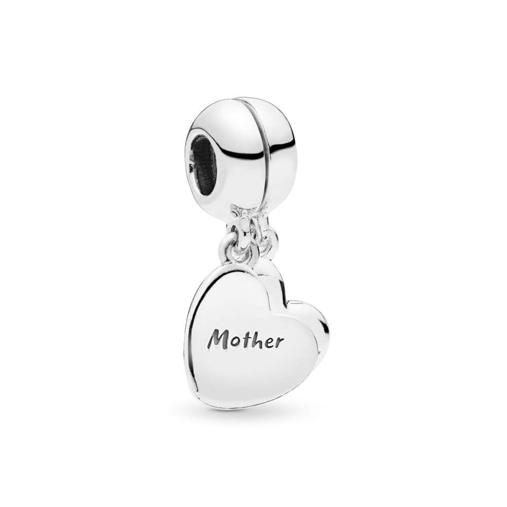 FGT 2PCs Mother and Son Hearts Charm Compatible with Pandora Moments Bracelets Mothers Day Birthday S925