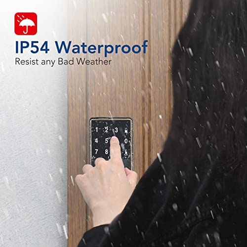Smart Lock with Bluetooth, Keyless Entry Door Lock with Touchscreen Keypads, Easy to Install, App Unlock, 50 User Codes, Security Waterproof Electronic Deadbolt Lock for Front Door, Home Use