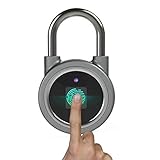 Fingerprint Padlock, Smart Bluetooth Security Lock with USB Charge, Metal Waterproof Anti-Theft Keyless Padlock Suitable for House Door, Suitcase, Backpack, Gym, Bike, Office