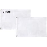 TOPFLAGS Solid White Flag BlanK Flags 2x3 Ft - 2 Packs Create Your Own Solid White Flag DIY Blanks Canvas Banner to Decorate with Brass Grommets