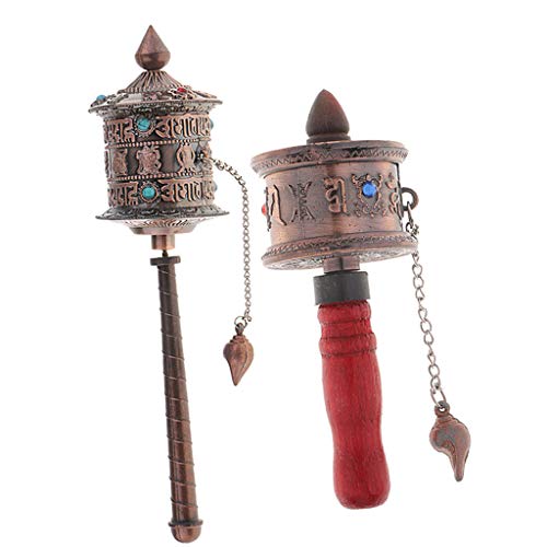 2pcs Hand Held Prayer Wheel Tibetan Buddha Religion Scriptures Pray Wheel