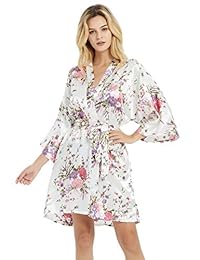Sandara - Túnica de satén corta para dama de honor con diseño floral