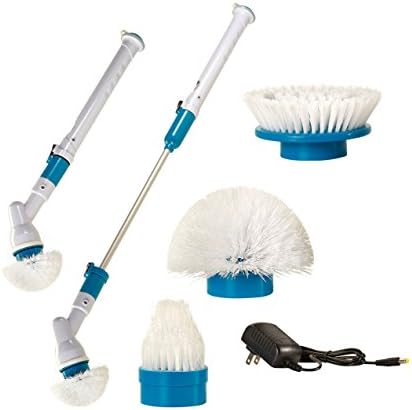 Power Spin Scrubber: Electric, Rechargeable, Cordless Turbo Scrubber - With Extension Handle, Adapter, Charger, 3 Brush Heads - For Multi-Purpose Uses Bathroom/Floor/Wall/Kitchen/Tile