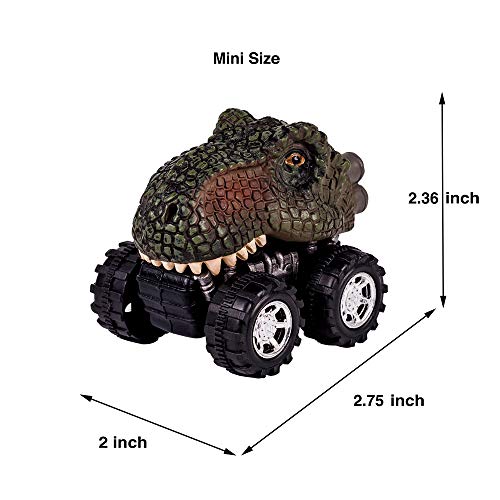 DINOBROS Pull Back Dinosaur Car Toys 4 Pack Dino Toys for 3 Year Old Boys and Toddlers T-Rex Dinosaur Games Monster Trucks