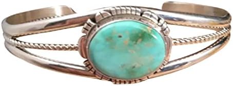 Navajo Sterling Silver Boulder Turquoise Cuff Bracelet Signed
