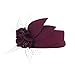 Lawliet Wine Red Women Fascinator Pillbox Felt Wool Hat Formal Dress Flower Veil A131