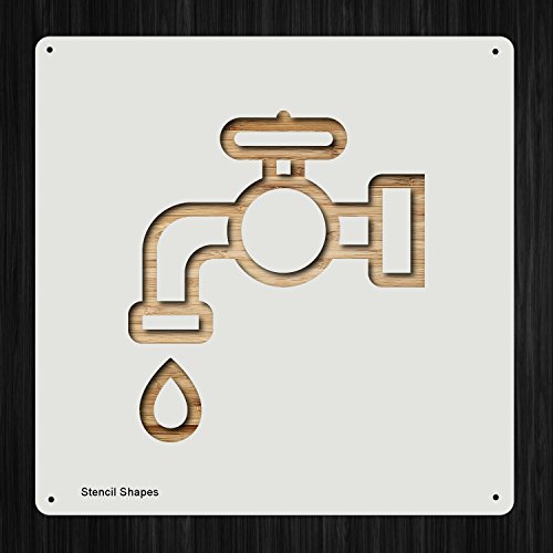 Faucet Wash Nature Plumbing Tap Plastic Mylar Stencil for Painting, Walls and Crafts, Item 1044805