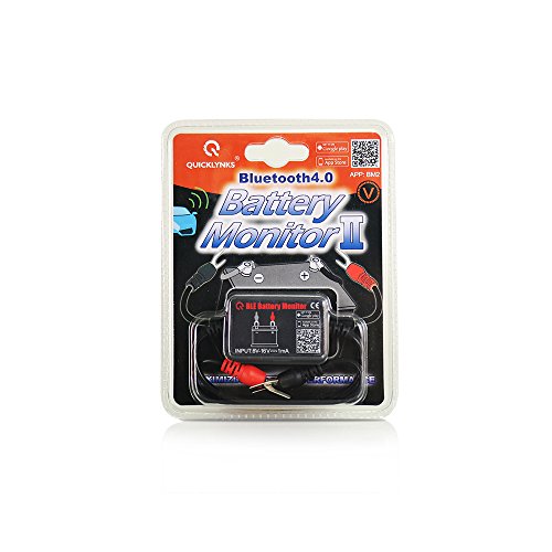 QUICKLYNKS BM2 Bluetooth Battery Monitor 12V Car Battery Tester for Lead Acid, Auto Battery Load Tester with Cranking Charging Test, LowVolt Alarm for Car/RV/Motorcycle/Truck/Boat/Solar Power System