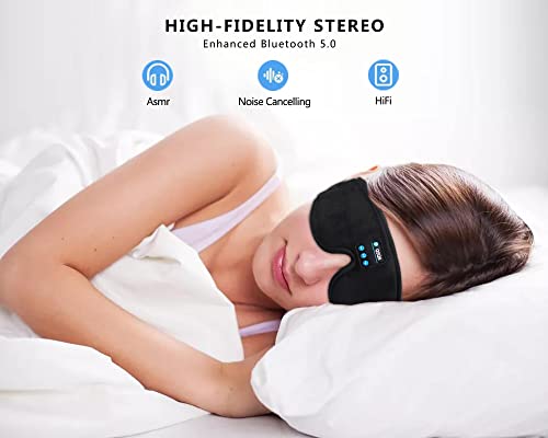 Q5Q6 Sleep Headphones, 3D Bluetooth Sleep Mask, Wireless Sleeping Headphones for Side Sleepers, Sleep Mask with Bluetooth Headphones Insomnia Travel Nap Gifts Men Women