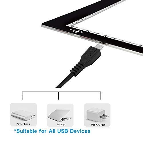 Tracing Light Box for Drawing A4 LED Light Box Tracer USB Power Cable Dimmable Brightness Ultra Thin Portable Light Pad for Artists Sketching Animation Designing 5D DIY Diamond Painting by SUNNY