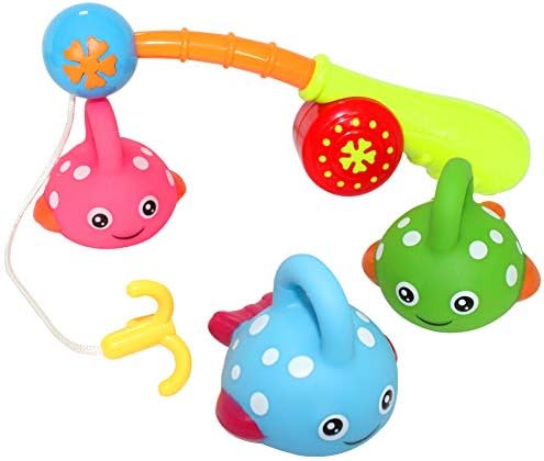 HERSITY Floating Bath Fishing Toys Bathroom Bathtub Game for Baby Kids Water Play Set with Rubber Fishes and Rod (4PCS)