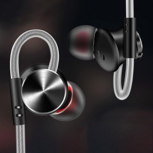 Huhuswwbin In-Ear Headphones Universal Stereo Metal Magnetic Stereo Headphones In-Ear Sport Running Earphones with Microphone - Black
