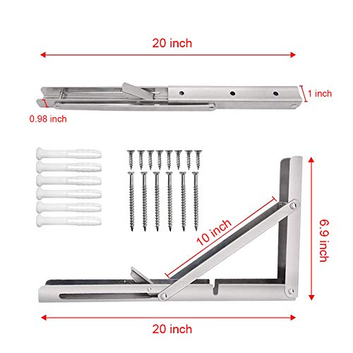 Folding Shelf Brackets 20 Inch, 2pcs Heavy Duty Stainless Steel