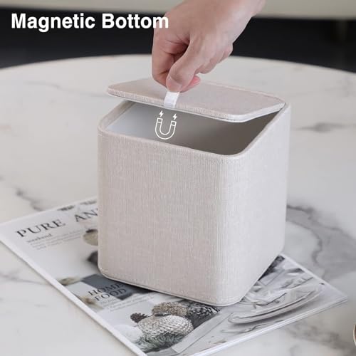 TERRIFI Tissue Box Cover Square, PU Leather Facial Tissue Box Holder - Magnetic Bottom, Rounded Edges, for Dresser Bathroom Decor and Home Decor(Beige)