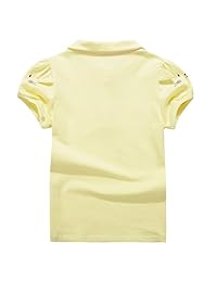 UNACOO Polos para niñas pequeñas con mangas cortas de algodón con cuello Picot