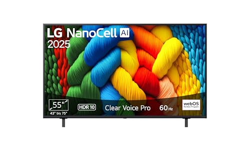 LG 55NANO80A6B TV 55 Inch (139 cm) 4K NanoCell AI TV (α7 Gen8 4K AI Processor, webOS 25, 60Hz) [Model Year 2025]