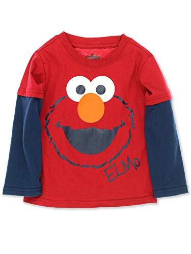 Sesame Street Elmo Toddler Boys Long Sleeve Tee (2T, Elmo Red)