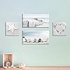 Beach Wall Art Seascape Print: Starfish & Chair on Seaside Giclee Artwork Painting on Canvas for Wall Decor(Overall 36"W x 24"H)