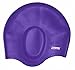 Swim Cap for Women and Men with Average or Large Heads - Great for Adults, Older Kids, Boys and Girls - Free Nose Clip (Purple)