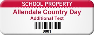 Personalized School, Embedded PermaGuard™ Label with Gloss Surface, 100 Labels / Pack, 2" x 0.75"