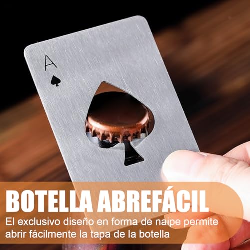 ANEBAKE 60 Piezas Destapador de Cerveza de Póker, Abridor de Botellas Portátil de Acero Inoxidable, Adecuado para Reuniones Familiares, Fiestas, Bares y Otras Ocasiones (30 Plateados y 30 Negros)