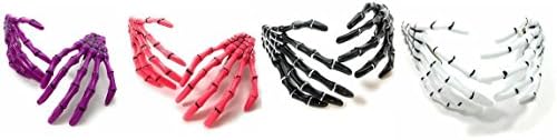 Skeleton Hand Hair Clips - Cute Creepy Scary and Spooky Japanese Pastel Goth Punk Harajuko Psychobilly Costume Cosplay Accessory - (Complete Set PINK,PURPLE,WHITE,BLACK)(4 pairs total)