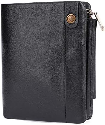 RFID Men's Leather Zipper wallet Zip Around Wallet Bifold Multi Card Holder Purse