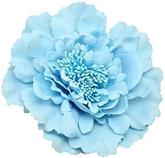 Women's Bohemia Peony Flowers Hairpin Hair Clip Flower Brooch (Light Blue #1) 1 Count (Pack of 1)