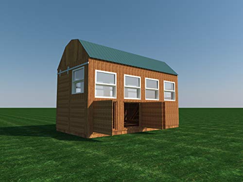 Poultry Chicken Coop Plans DIY Backyard Barn Hen House Cage with Run 8' x 16' - Thumbnail 2