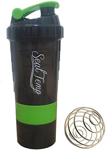 16oz Protein Shaker Blender Bottle – Secure Leak Proof Lid – Made of Food Grade Plastic &amp; Stainless Steel – Classic Loop Top - Stackable Sports Nutrition Bottle for Drinks, Supplements, and Snacks
