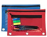 1InTheOffice Pencil Pouch 3 Ring, Red & Blue,