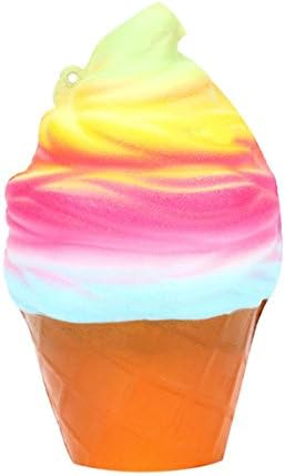 Children Squeeze Toy, Deklong Cute Squishy 10cm Rainbow Ice Cream Cone Slow Rising Scented Jumbo Abreact Toy
