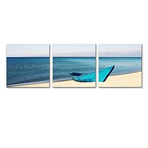 3 Piece Canvas Wall Art for Living Room Bedroom Home Artwork Blue Ocean Paintings Ready to Hang - 12"x12"x3 Panels